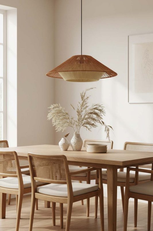 Dining Room Cone Hemp Rope Pendant Lamp - Cozy Dinner Vibes