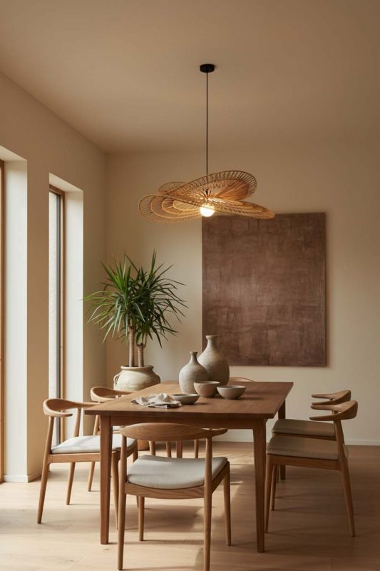 Dining Room Double Wing Wicker Pendant - Warm & Welcoming