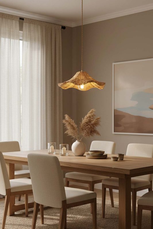Dining Room Floral Rattan Pendant Light - Perfect Gathering Space