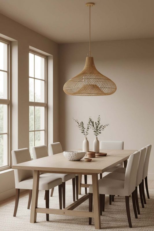 Dining Room Gourd Rattan Pendant Light - Perfect Gathering Space