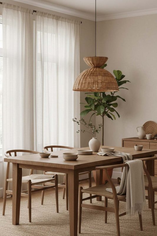Dining Room Hourglass Rattan Pendant Light - Perfect Gathering Space