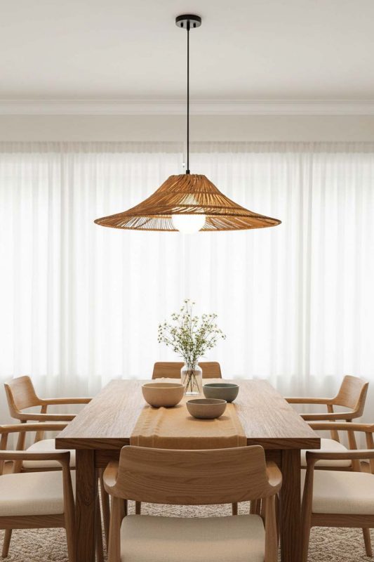 Dining Room Loft Rattan Pendant Light - Warm & Welcoming