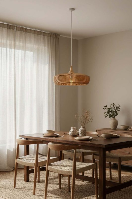Dining Room Natural Bentwood Pendant Light - Perfect Gathering Space