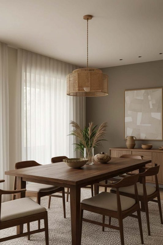 Dining Room Paper Rope Pendant Light A - Elegant Dining Ambience