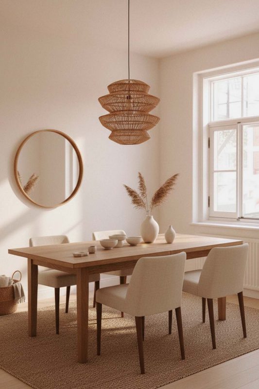 Dining Room Rattan Accordion Pendant Light - Cozy Dinner Vibes