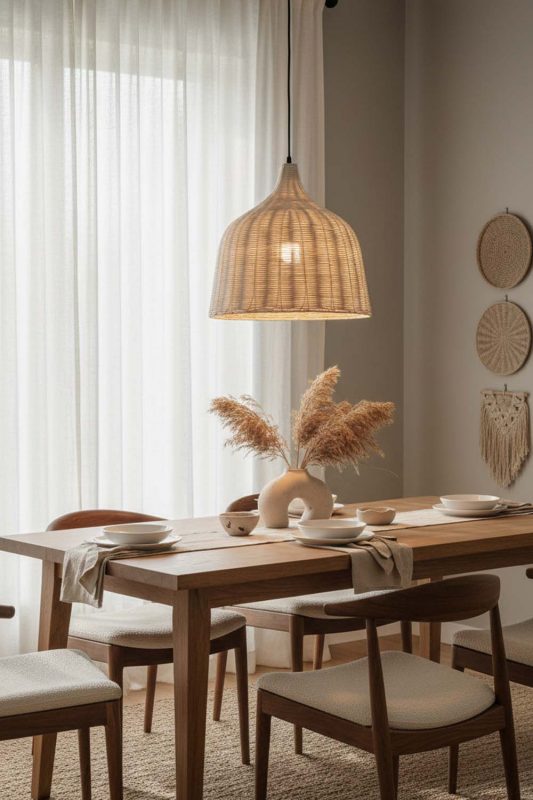 Dining Room Rattan Basket Pendant Light Natural - Perfect Gathering Space