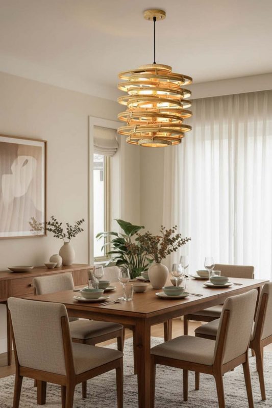 Dining Room Rattan Beehive Pendant Light - Perfect Gathering Space