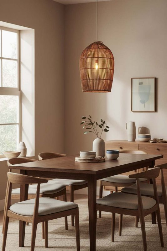 Dining Room Rattan Dome Pendant Light - Intimate & Stylish
