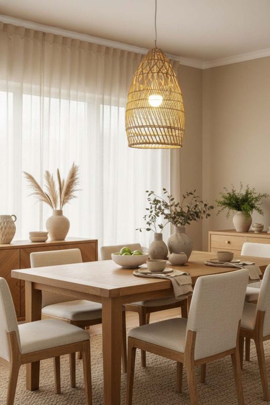 Dining Room Rattan Egg-shaped Pendant Light - Warm & Welcoming