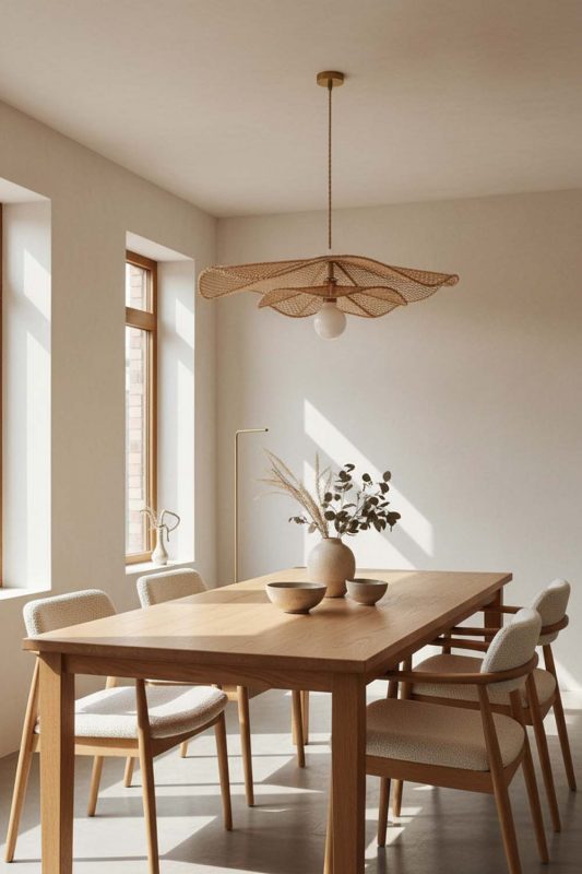 Dining Room Rattan Lotus Pendant Light - Intimate & Stylish