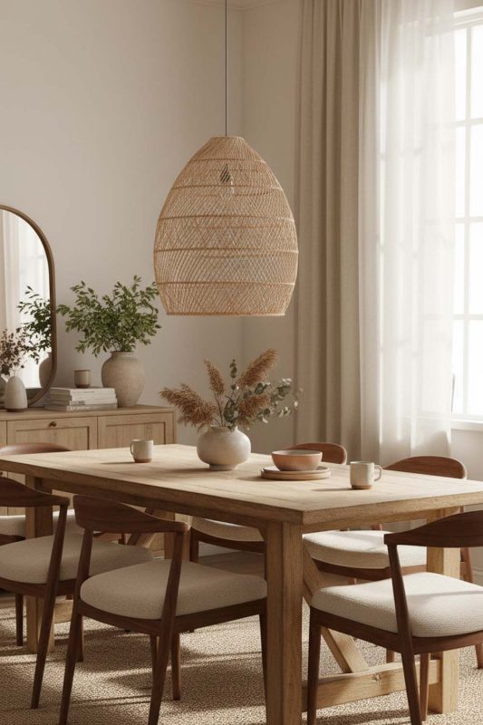 Dining Room Rattan Sophisticated Pendant - Warm & Welcoming