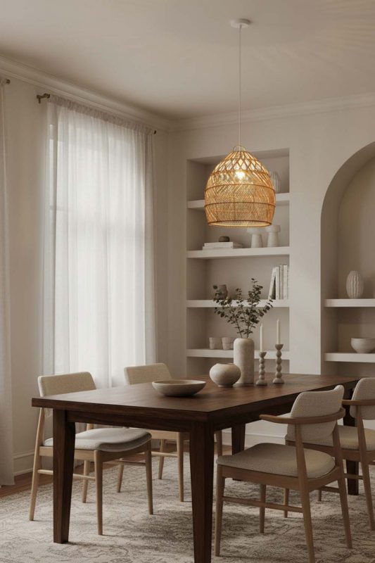 Dining Room Rattan Tapered Pendant Light - Perfect Gathering Space