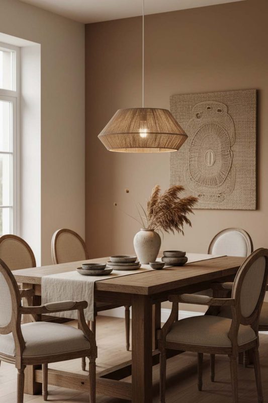 Dining Room Vintage Jute Rope Pendant Light - Elegant Dining Ambience