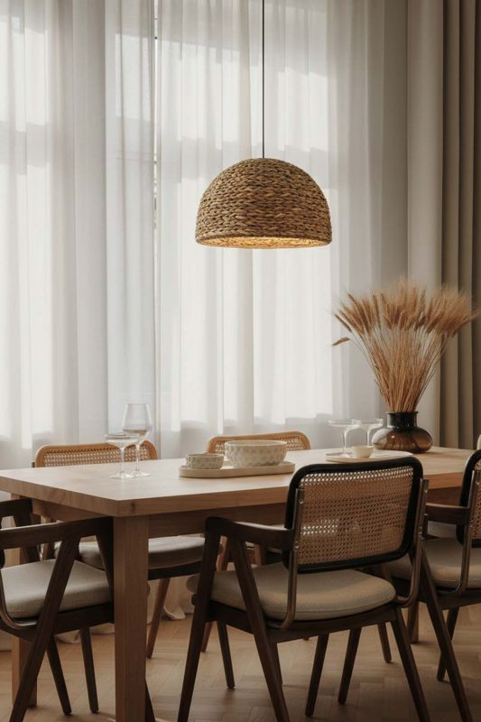 Dining Room Water Hyacinth Hanging Light - Cozy Dinner Vibes