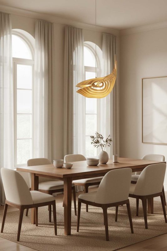 Dining Room Whale Wood Pendant Light - Cozy Dinner Vibes