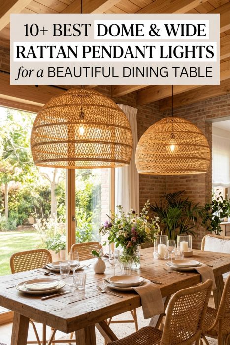 Dome Rattan Pendant Lights For A Beautiful Dining Table