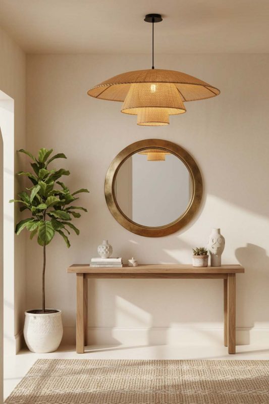 Entryway 3 Tier Rattan Chandelier - Bright & Open Feel