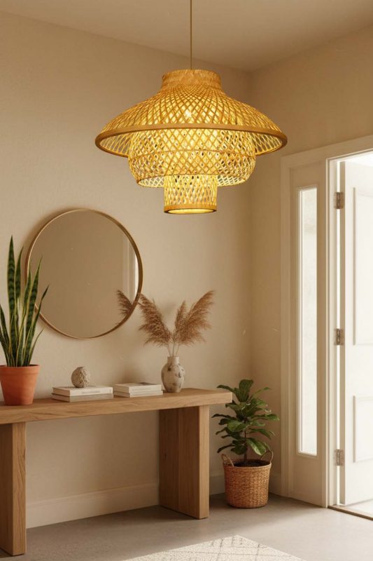 Entryway Bamboo 3 Layered Pendant Light - Clean & Elegant