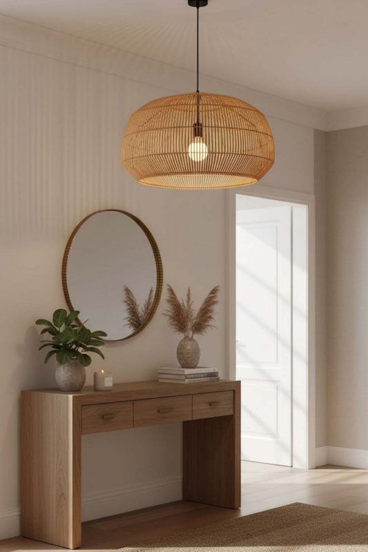 Entryway Bamboo Cage Pendant Light A - Stylish & Inviting