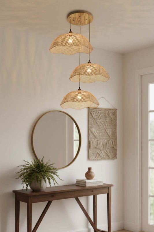 Entryway Bamboo Dome Pendant Light - Stylish & Inviting