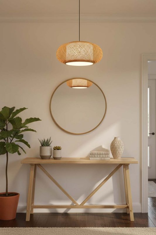 Entryway Bamboo Donut Pendant Light - Welcoming First Impression