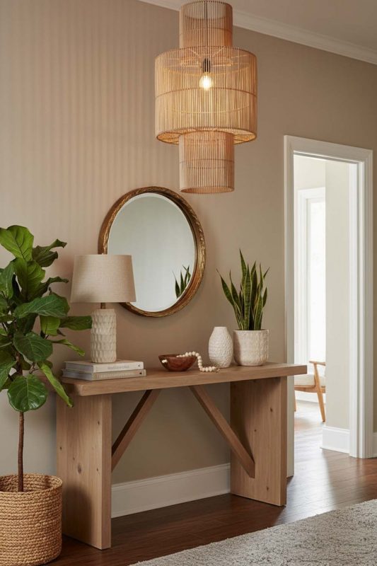 Entryway Bamboo Lantern Geometric Pendant Light - Welcoming First Impression