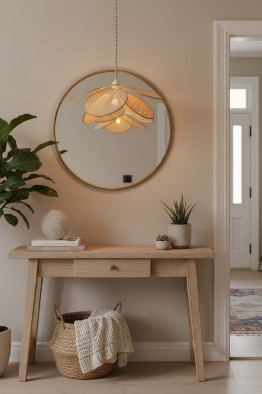 Entryway Bamboo Petal Pendant Light - Bright & Open Feel