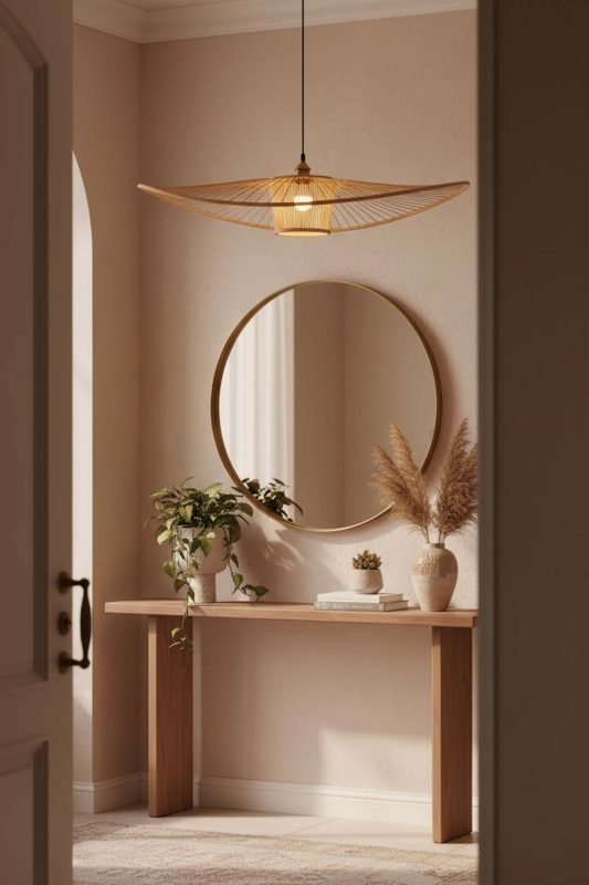 Entryway Bamboo Wave Pendant Light - Clean & Elegant