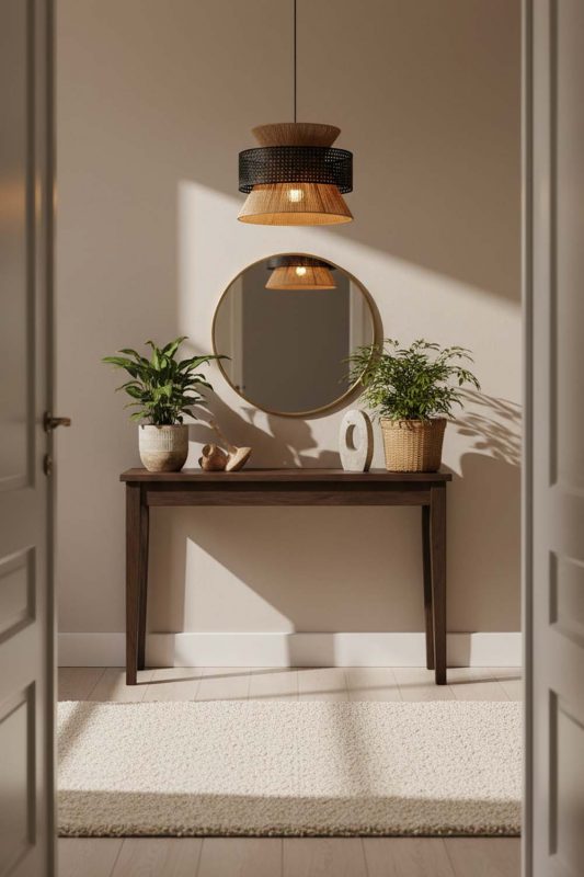 Entryway Black Bamboo Silk Pendant Light - Clean & Elegant