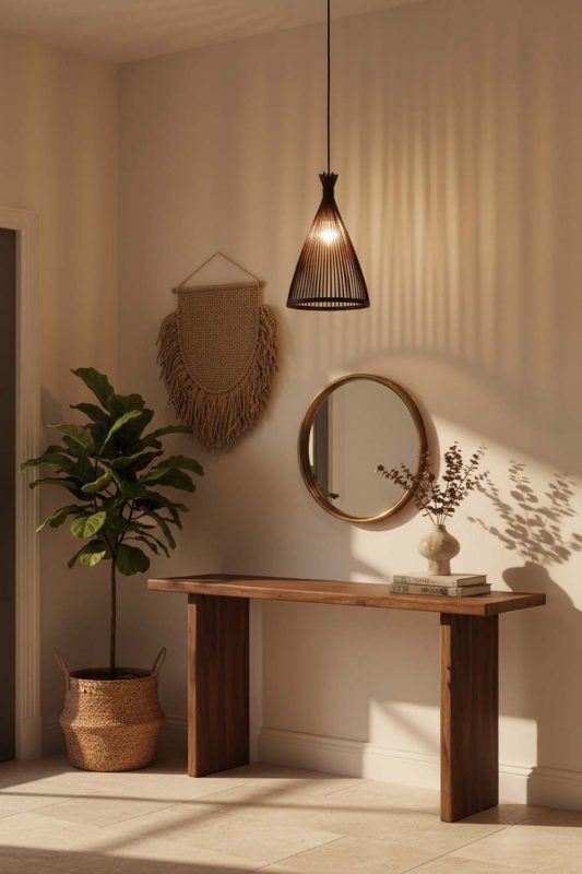 Entryway Black Bamboo Tapered Pendant Light - Welcoming First Impression