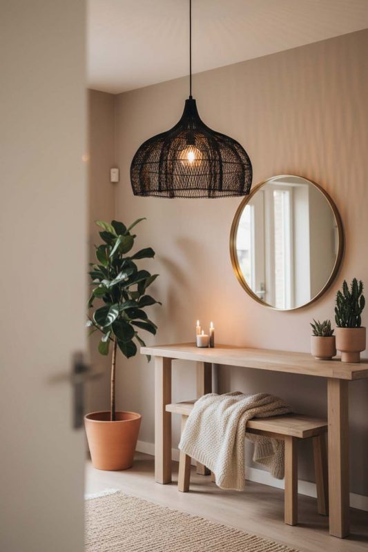 Entryway Black Bloom Rattan Pendant Light - Bright & Open Feel