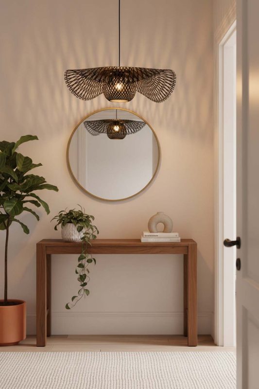 Entryway Black Lotus Bamboo Pendant Light - Welcoming First Impression