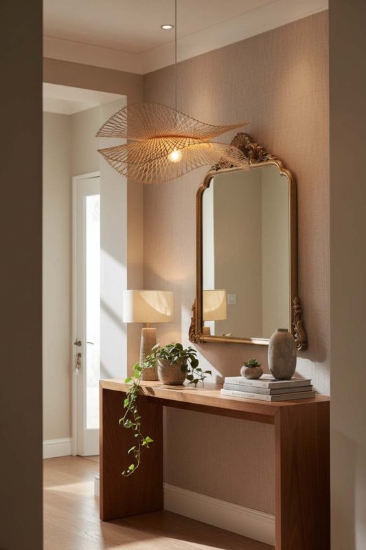 Entryway Double Bamboo Lotus Leaf Pendant Light - Bright & Open Feel