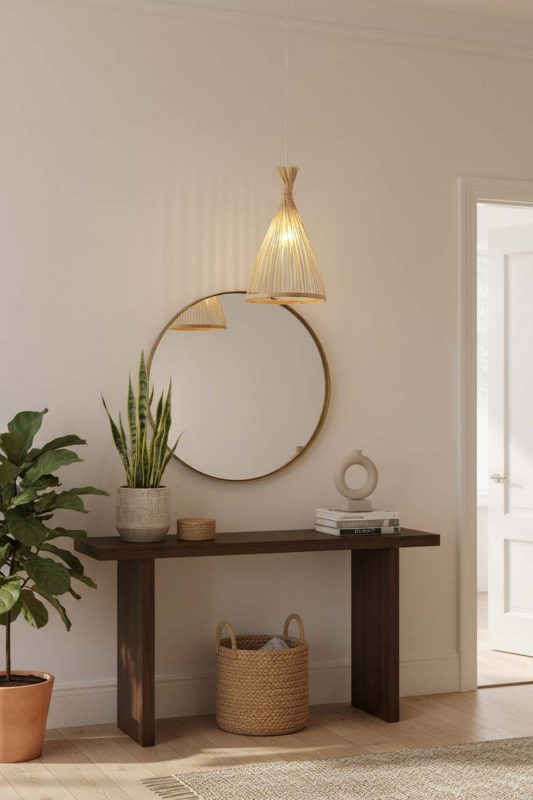Entryway Natural Bamboo Tapered Pendant Light - Stylish & Inviting