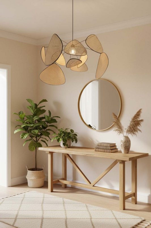 Entryway Natural Rattan Petal Ceiling Light - Clean & Elegant