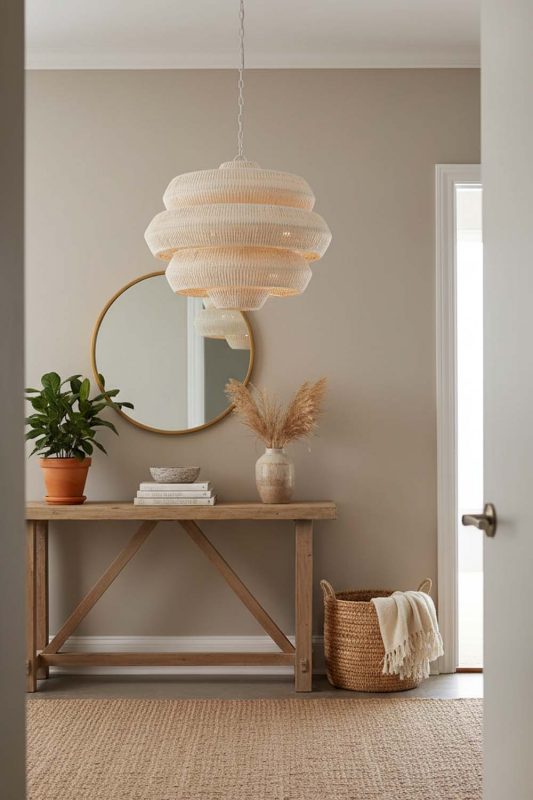 Entryway Natural Tiered Rattan Chandelier - Stylish & Inviting