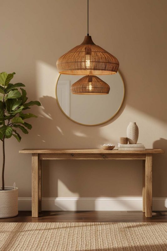 Entryway Open Rattan Pendant Light - Bright & Open Feel