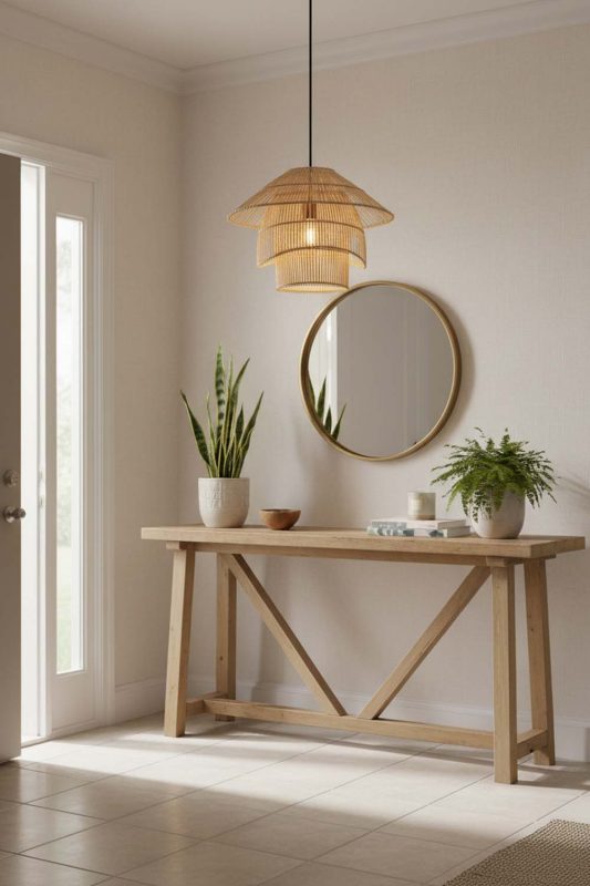 Entryway Pagoda Shape Bamboo Pendant Light - Welcoming First Impression
