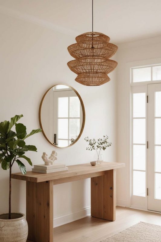 Entryway Rattan Accordion Pendant Light - Bright & Open Feel
