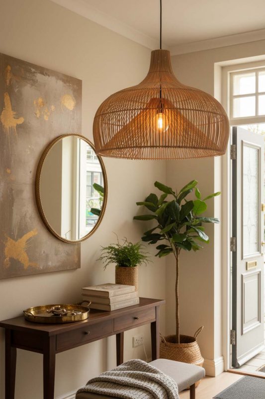 Entryway Rattan Gourd Pendant Light - Clean & Elegant