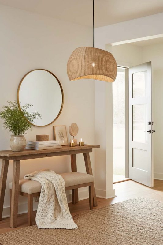 Entryway Rattan Ribbon Pendant Light - Welcoming First Impression
