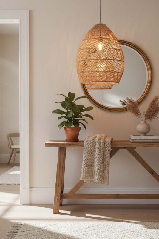 Entryway Rattan Sophisticated Pendant - Clean & Elegant