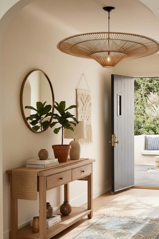 Entryway Rattan Umbrella Pendant Light - Bright & Open Feel