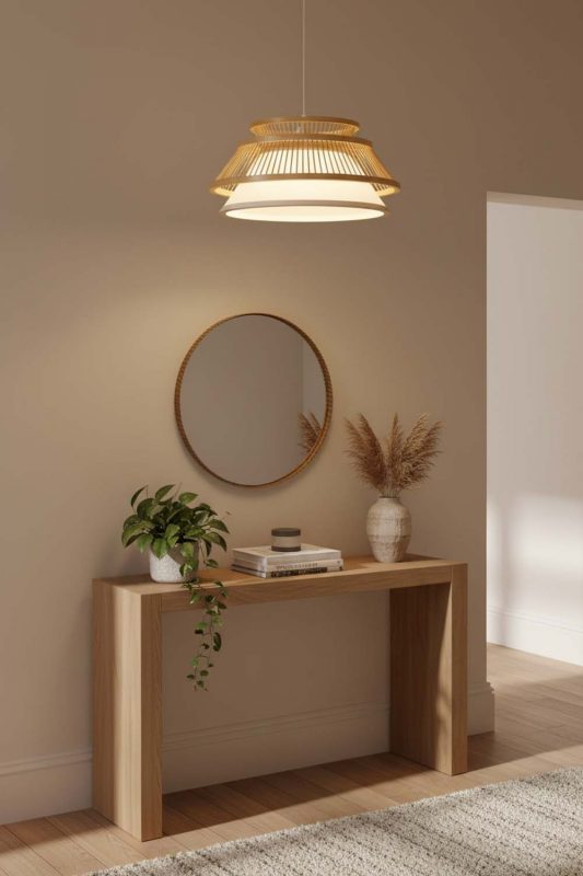 Entryway Round Shade Bamboo Light - Bright & Open Feel