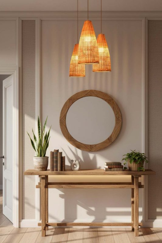 Entryway Small Cone Bamboo Light - Clean & Elegant