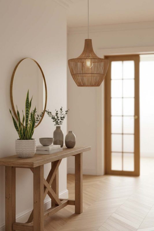 Entryway Special Geometric Bamboo Pendant Light - Stylish & Inviting