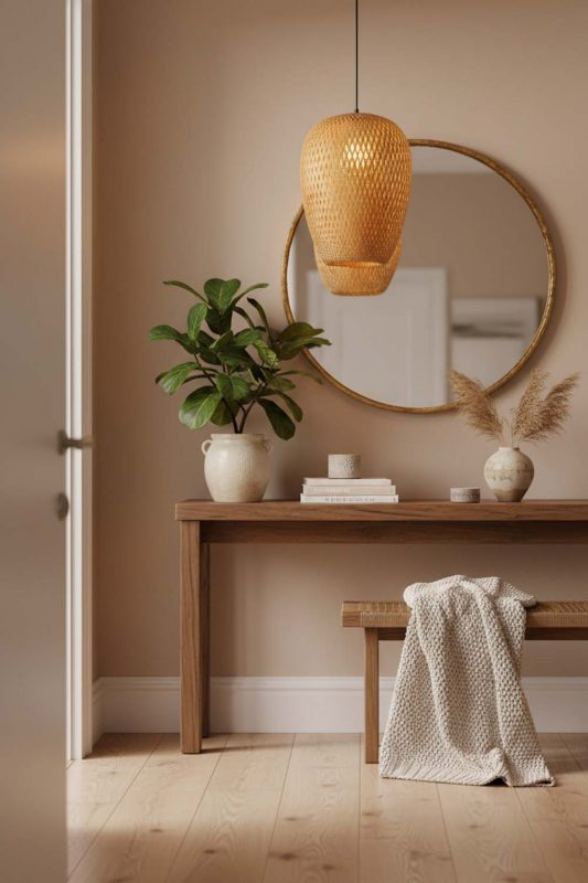 Entryway Teardrop Shape Bamboo Pendant Light - Clean & Elegant