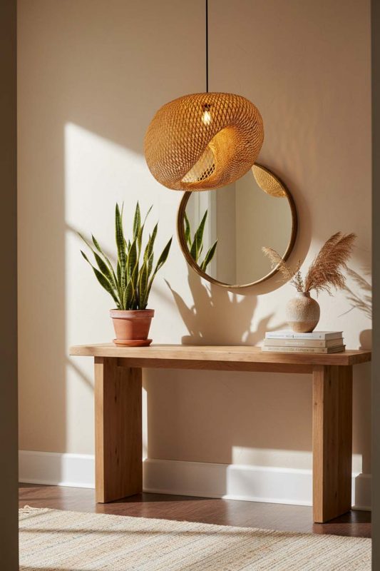 Entryway Wicker Bird Nest Pendant Light B - Welcoming First Impression