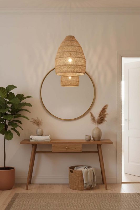 Entryway Wicker Rattan Sophisticated Pendant - Stylish & Inviting