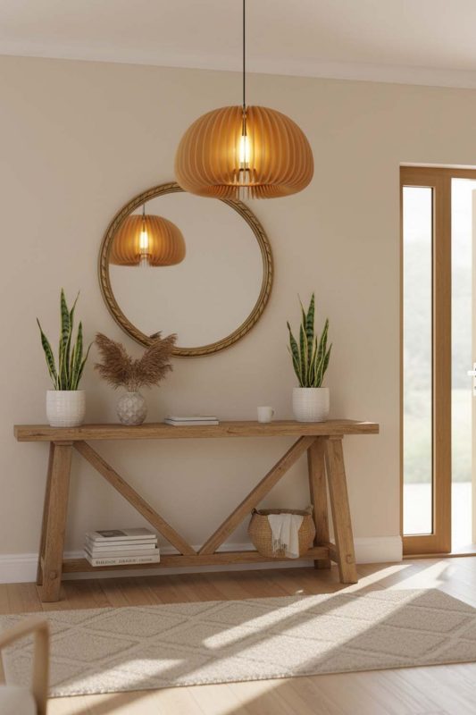 Entryway Wood Slat Pendant Light - Stylish & Inviting